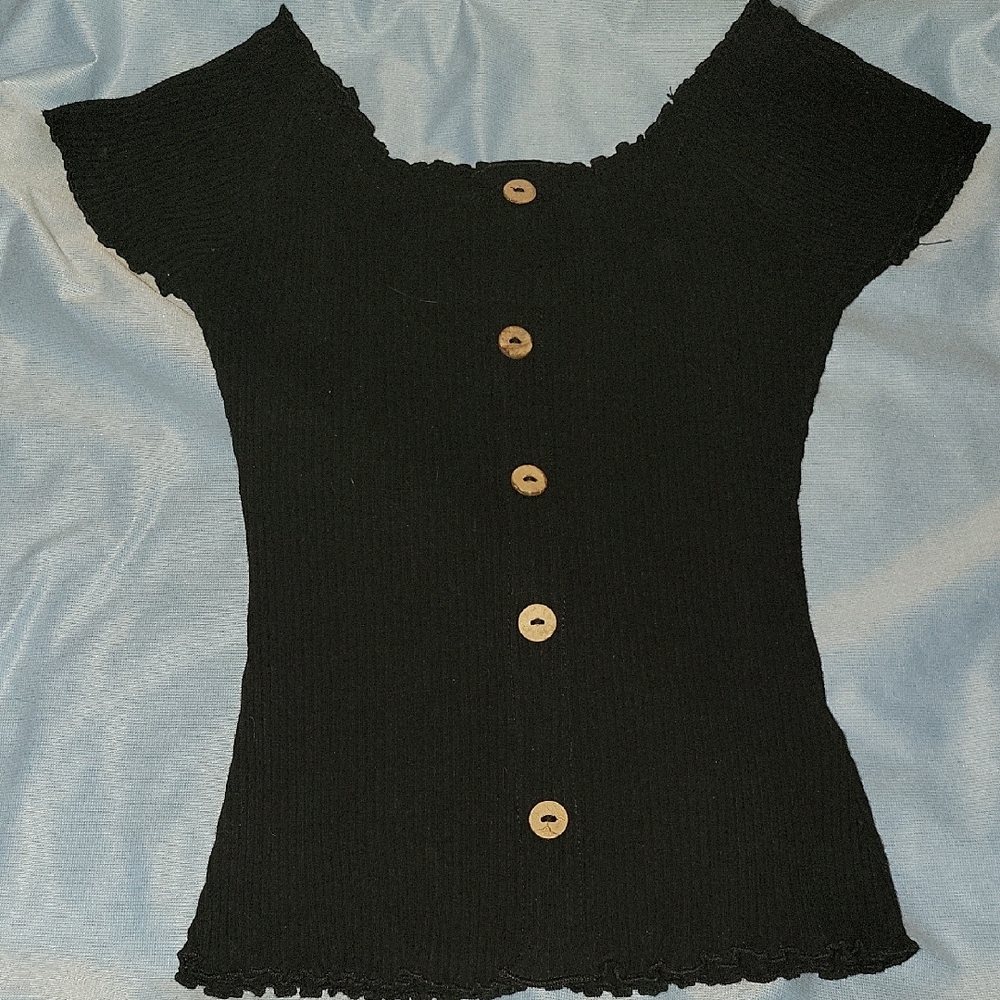 Derek Heart Black Ribbed Stylish Top
